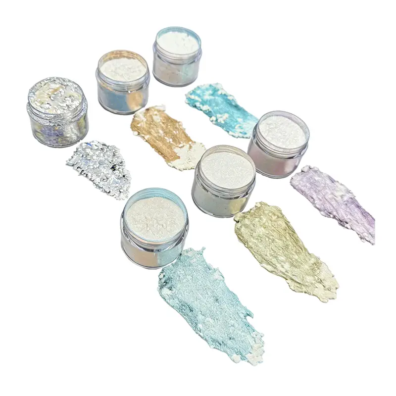 Stříbrné Fantasy transparentní chameleonské pigmenty pro jiskřivý lak na nehty
